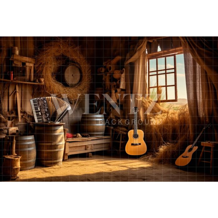 Photography Background in Fabric Set with Guitar / Backdrop 4792