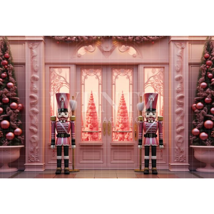 Photography Background in Fabric Pink Christmas Nutcracker / Backdrop 4805