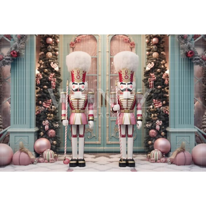 Photography Background in Fabric Candy Color Christmas Nutcracker / Backdrop 4807