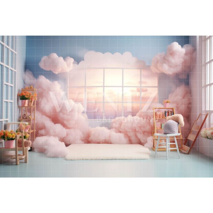 Photography Background in Fabric Room with Clouds / Backdrop 4827