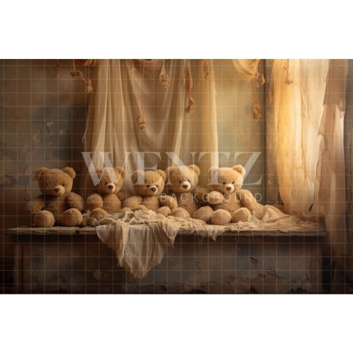 Photography Background in Fabric Room with Teddy Bears / Backdrop 4835