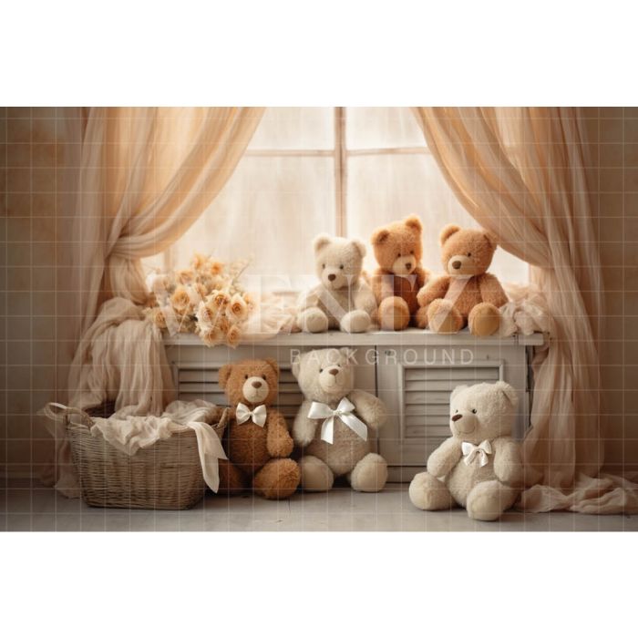 Photography Background in Fabric Set with Bears / Backdrop 4843