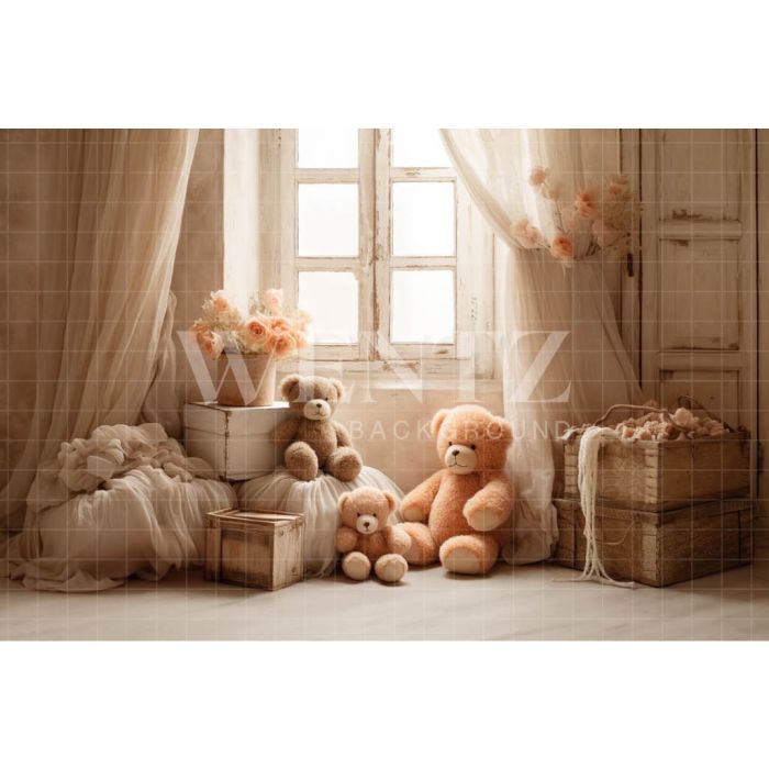 Photography Background in Fabric Set with Bears / Backdrop 4846