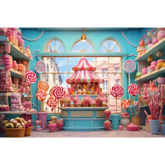 Photography Background in Fabric Candy Shop / Backdrop 4849