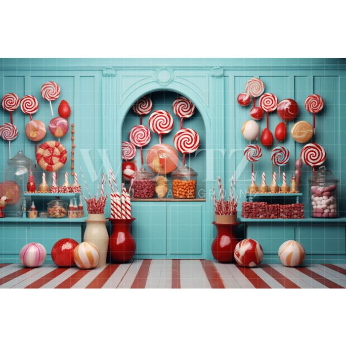 Photography Background in Fabric Candy Shop / Backdrop 4863