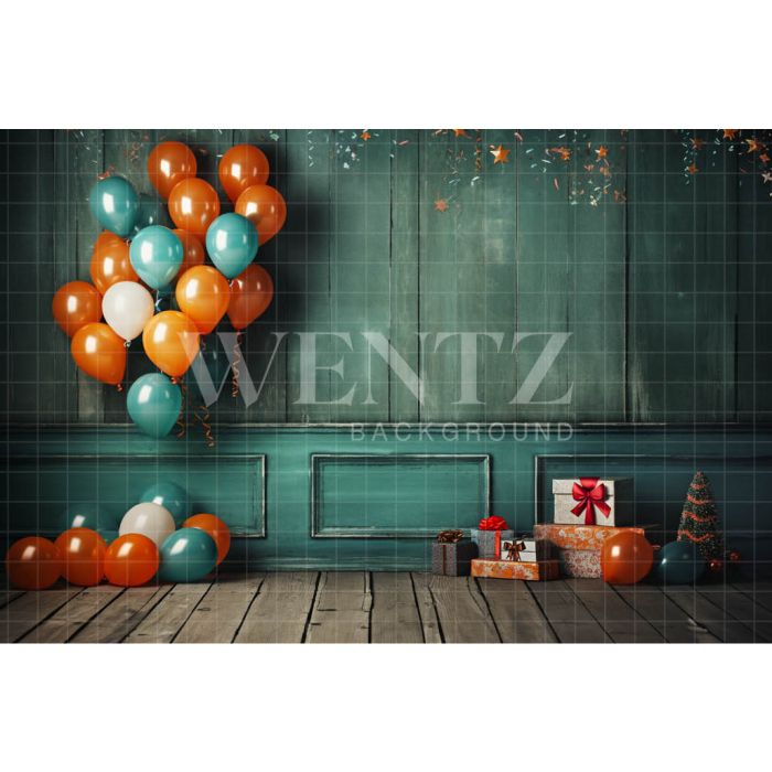 Photography Background in Fabric Room with Balloons and Gifts / Backdrop 4883