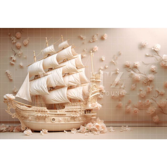 Photography Background in Fabric Floral Ship / Backdrop 4904