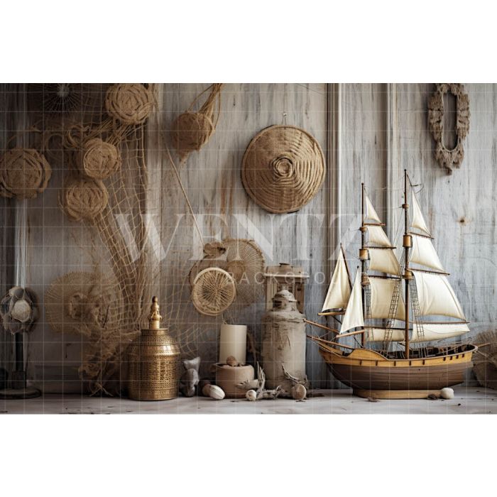 Photography Background in Fabric Room with Ship / Backdrop 4915