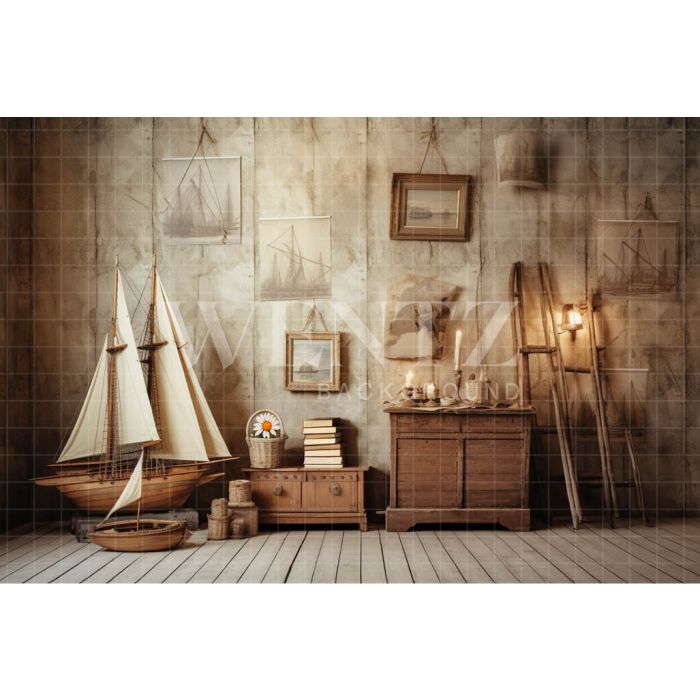 Photographic Background in Fabric Room with Ship / Background 4939
