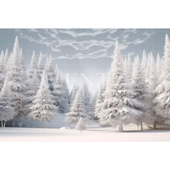  Photography Background in Fabric Snowy Forest / Backdrop 4956