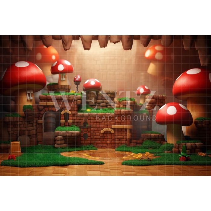 Photographic Background in Fabric Mushroom Forest / Backdrop 4963