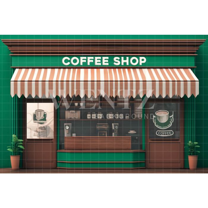 Photographic Background in Fabric Coffe Shop / Backdrop 4969
