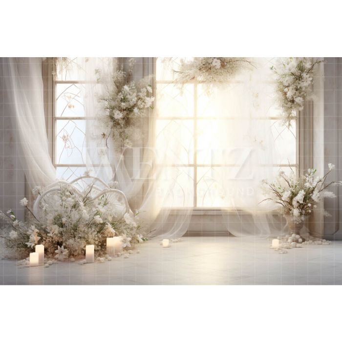Photographic Background in Fabric Réveillon Set with Flowers / Backdrop 4994