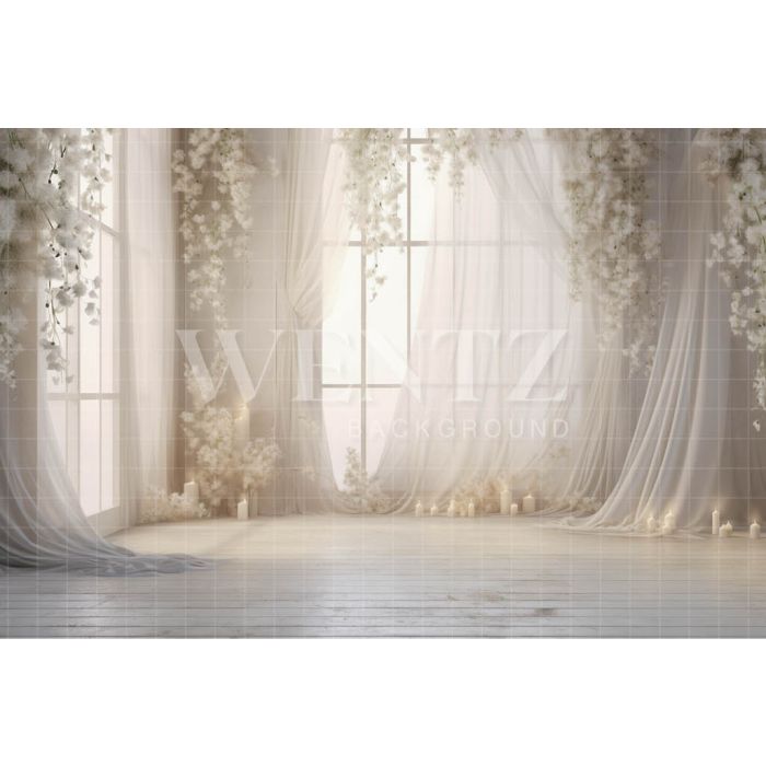 Photographic Background in Fabric Réveillon Set with Flowers / Backdrop 4995