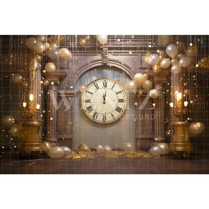 Photographic Background in Fabric Gold Clock / Backdrop 5002