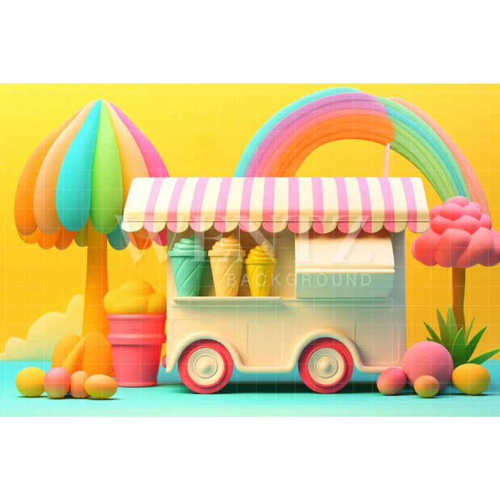 Photographic Background in Fabric Ice Cream Truck / Backdrop 5016