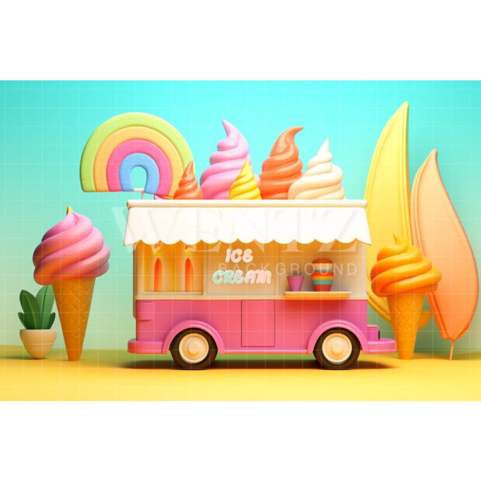 Photographic Background in Fabric Ice Cream Truck / Backdrop 5017