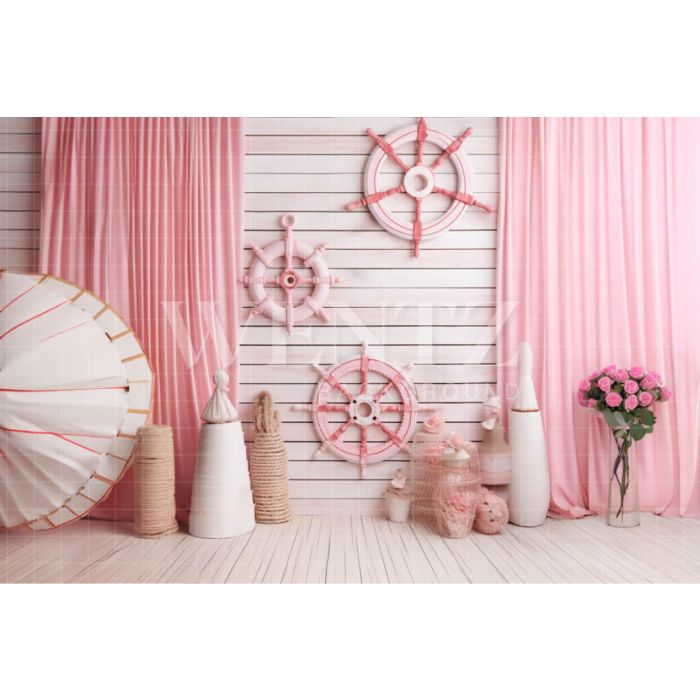 Photographic Background in Fabric Pink Sailor Set / Backdrop 5019