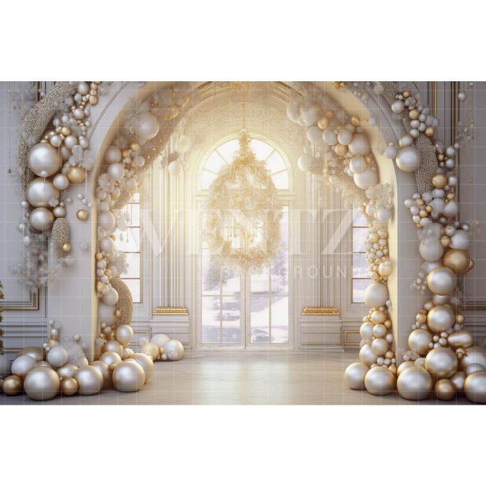 Photographic Background in Fabric White and Gold Set / Backdrop 5031