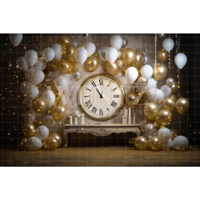 Photographic Background in Fabric Gold Clock / Backdrop 5038