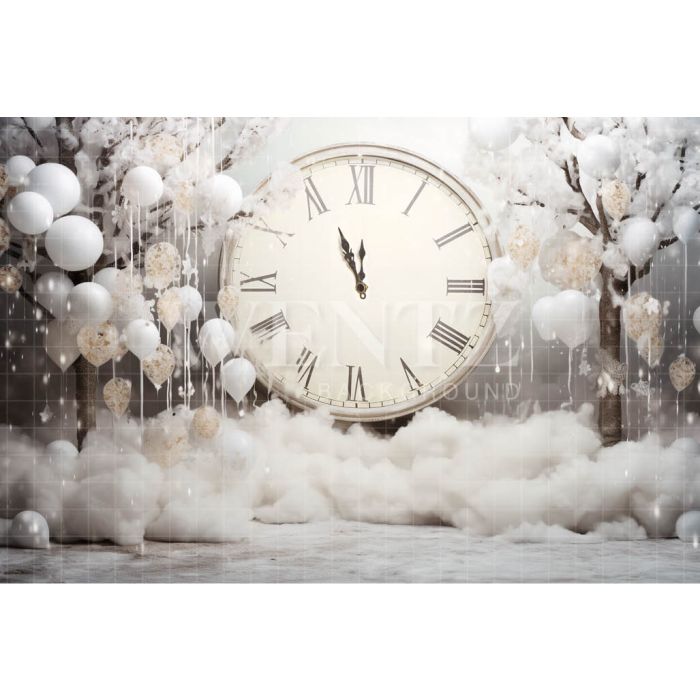 Photographic Background in Fabric Set with White Clock / Backdrop 5051