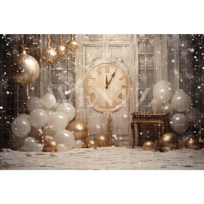 Photographic Background in Fabric New Years Set with Clock / Backdrop 5052