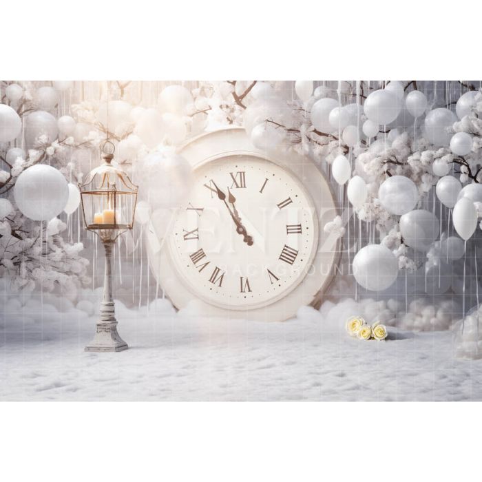 Photographic Background in Fabric New Years Set with Clock / Backdrop 5053