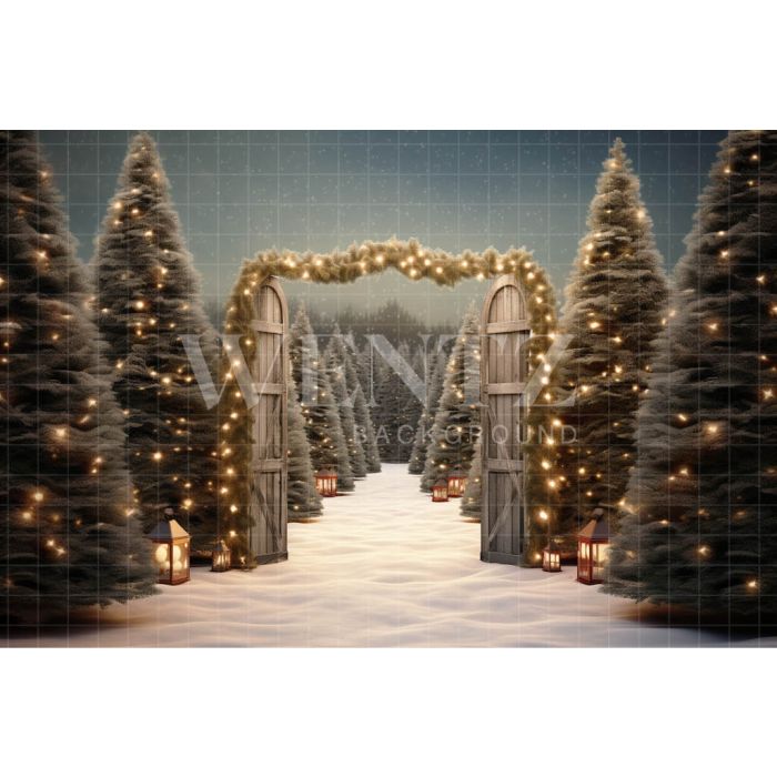 Photographic Background in Fabric Christmas Fir Trees / Backdrop 5056