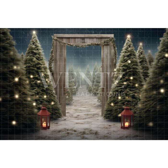 Photographic Background in Fabric Pine Tree Farm / Backdrop 5063