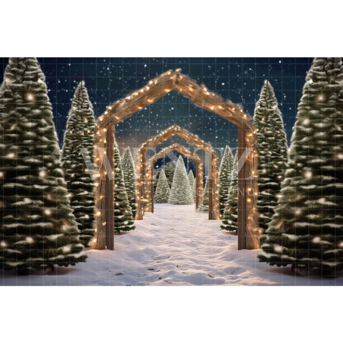Photographic Background in Fabric Pine Tree Farm / Backdrop 5064