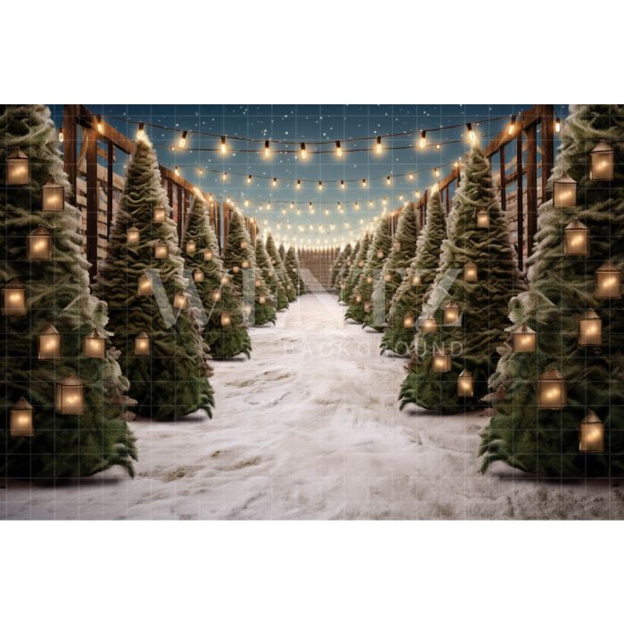 Photographic Background in Fabric Pine Tree Farm / Backdrop 5065