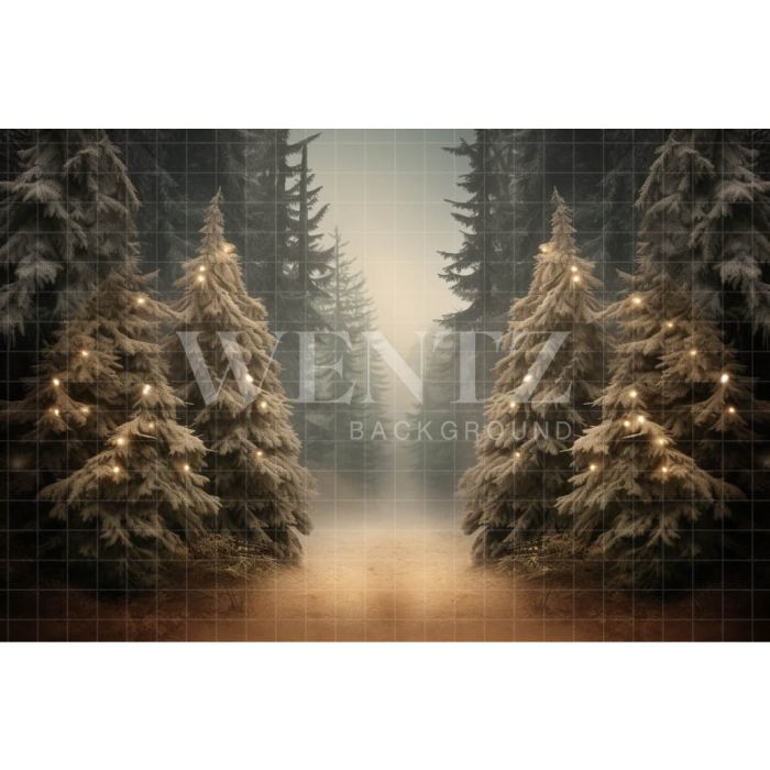 Photographic Background in Fabric Organic Christmas Pine Trees / Backdrop 5071