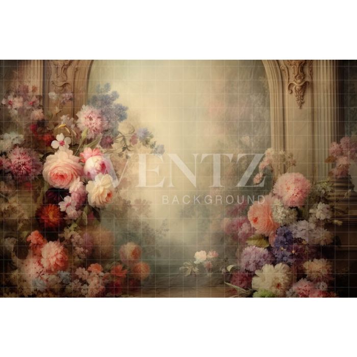 Photographic Background in Fabric Flower Garden / Backdrop 5083