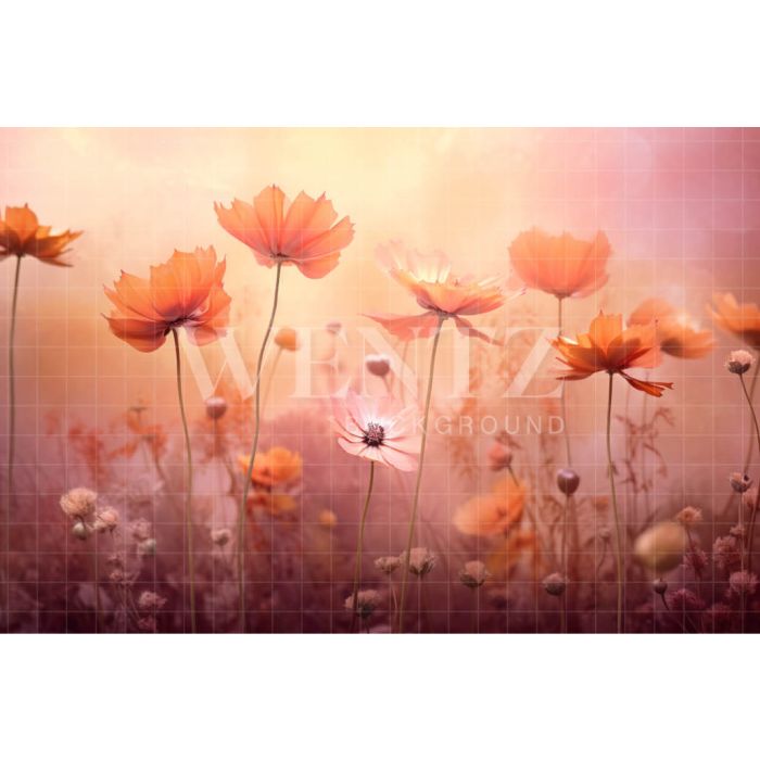 Photographic Background in Fabric Flower Garden / Backdrop 5084