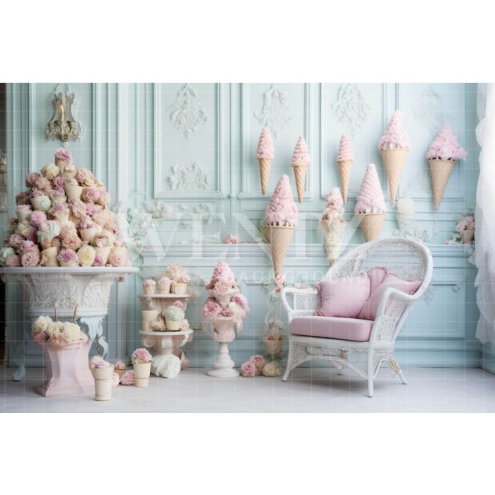 Photographic Background in Fabric Ice Cream Wall / Backdrop 5109