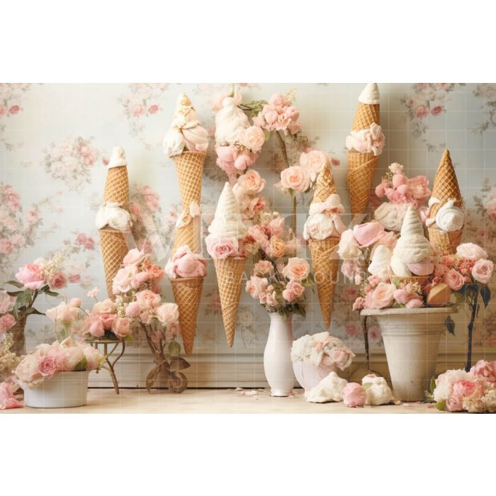 Photographic Background in Fabric Ice Cream Wall / Backdrop 5110