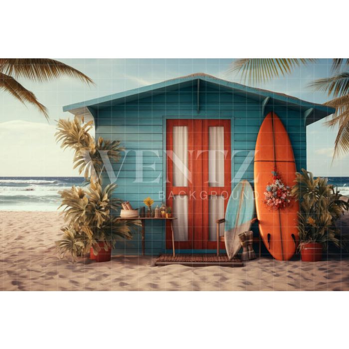Photographic Background in Fabric Beach House / Backdrop 5114