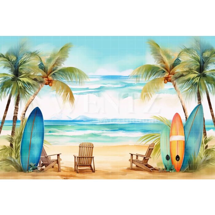 Photographic Background in Fabric Beach / Backdrop 5116