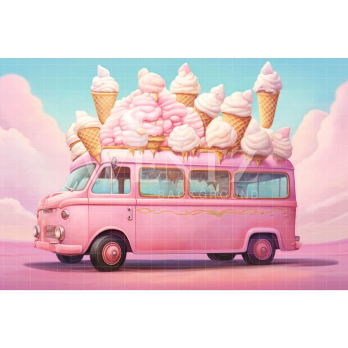 Photographic Background in Fabric Ice Cream Truck / Backdrop 5129