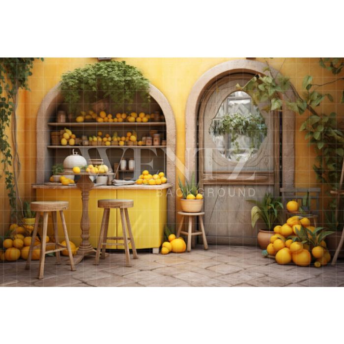 Photographic Background in Fabric Lemon Shop / Backdrop 5131