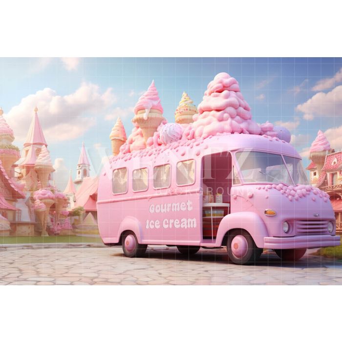 Photographic Background in Fabric Ice Cream Cart / Backdrop 5152