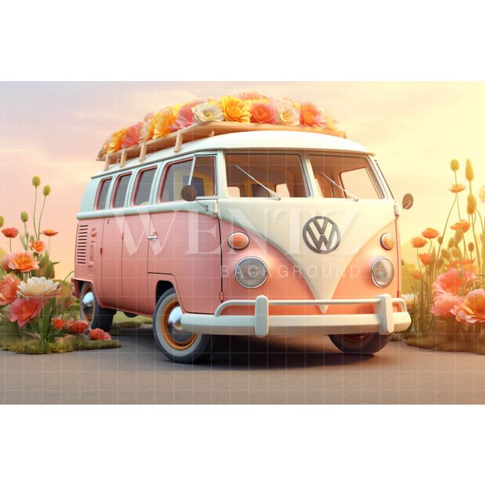 Photographic Background in Fabric Flower Car / Backdrop 5153