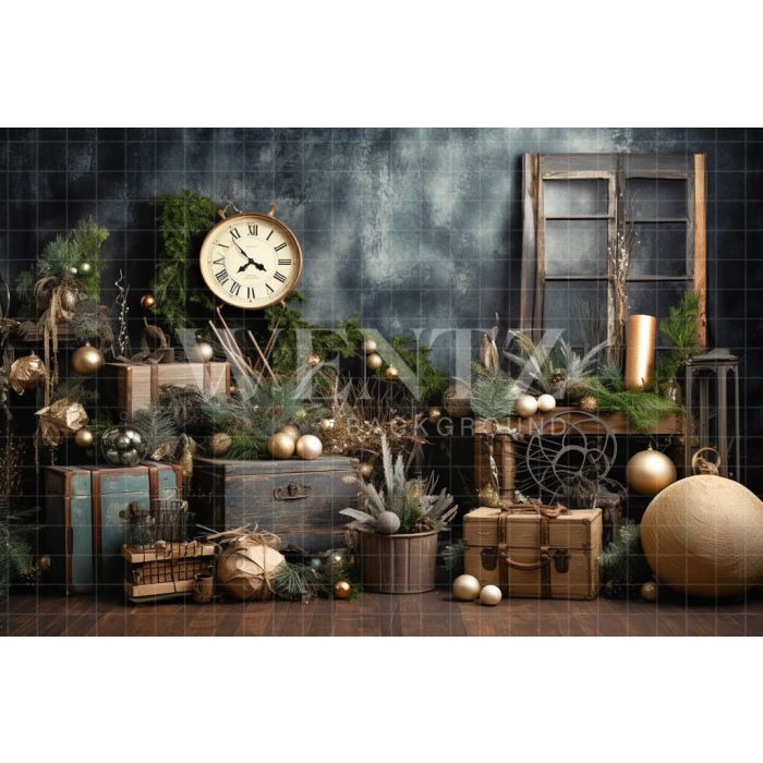 Photographic Background in Fabric Rustic Christmas Set / Backdrop 5156