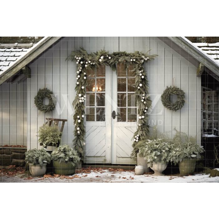 Photographic Background in Fabric Christmas Front Door / Backdrop 5160