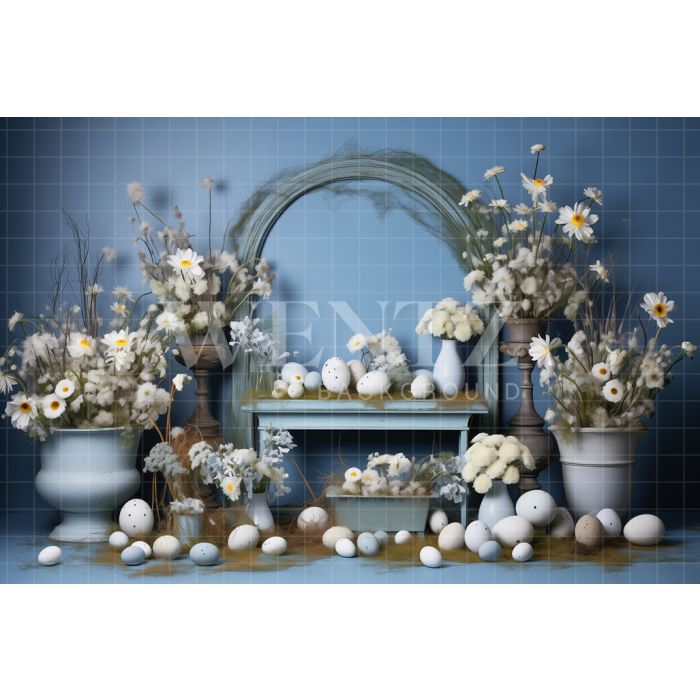 Photography Background in Fabric Easter Scenery with Flowers / Backdrop 5210