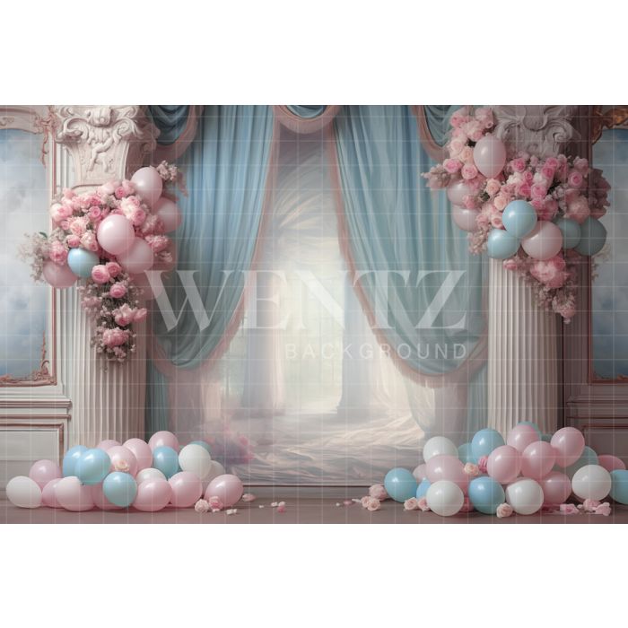 Photography Background in Fabric Room with Balloons / Backdrop 5239