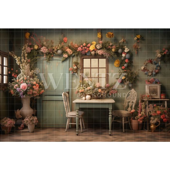 Photography Background in Fabric Easter 2024 Scenery with Flowers 5247