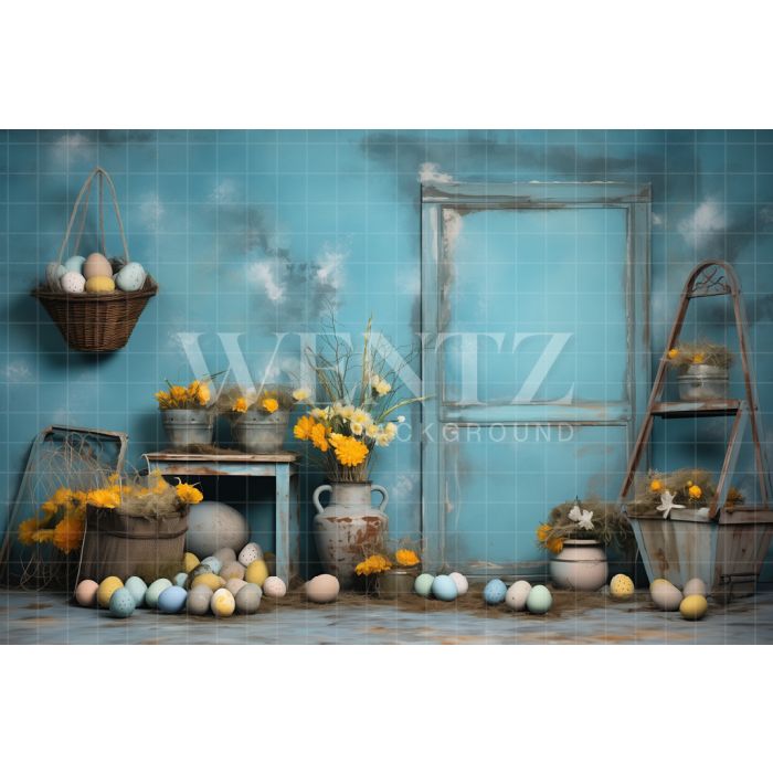 Photography Background in Fabric Blue Easter 2024 / Backdrop 5251