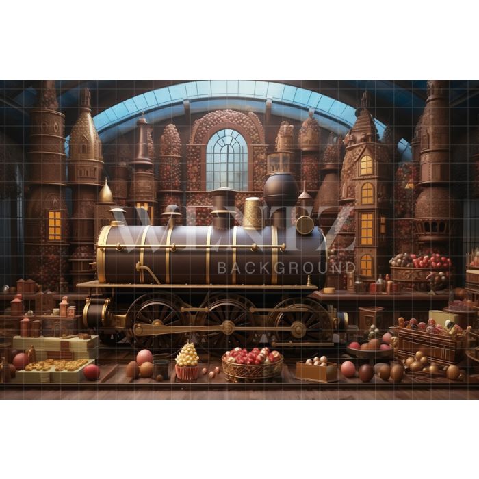 Photography Background in Fabric Chocolate Factory / Backdrop 5293