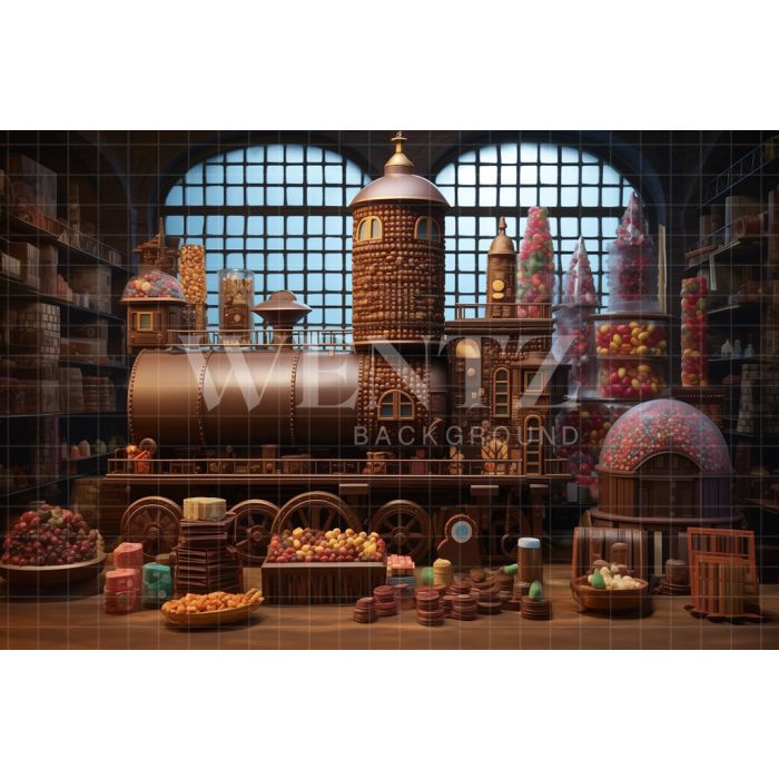 Photography Background in Fabric Chocolate Factory / Backdrop 5294